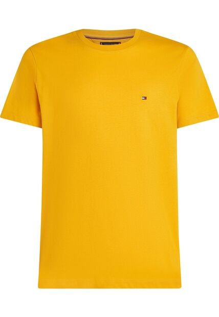 Camiseta Amarilla De Cuello Redondo Con Logo Bordado Tommy Hilfiger