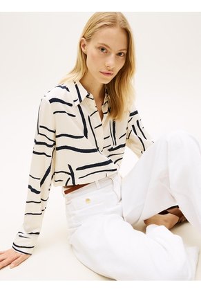 Camisa Blanca De Corte Regular Con Botones Dorados Tommy Hilfiger
