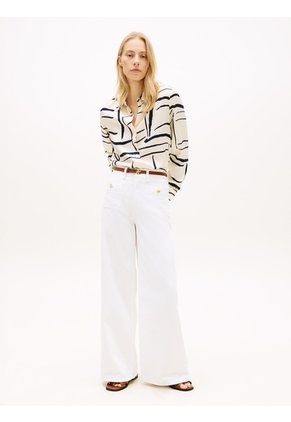 Camisa Blanca De Corte Regular Con Botones Dorados Tommy Hilfiger