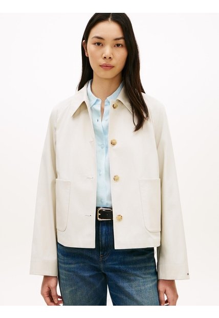 Chaqueta Beige Corta Amplia Que Repele El Agua Tommy Hilfiger