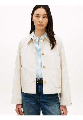 Chaqueta Beige Corta Amplia Que Repele El Agua Tommy Hilfiger