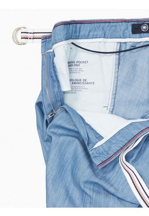 Bermudas Chino Cambray De Corte Sentado Mujer Azul Tommy Hilfiger