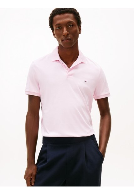 Polo Rosado De Punto Interlock De Corte Regular Tommy Hilfiger