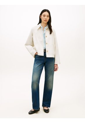 Chaqueta Beige Corta Amplia Que Repele El Agua Tommy Hilfiger