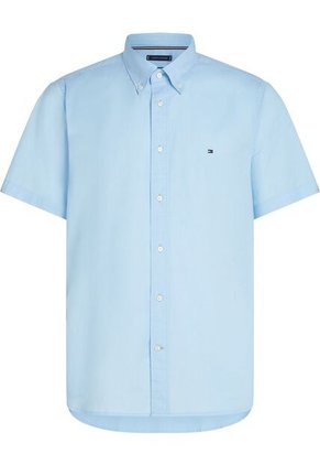Camisa Celeste Flex Poplin Solid De Manga Corta Tommy Hilfiger