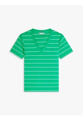 Camiseta Verde Slim Con Cuello En V Tommy Hilfiger