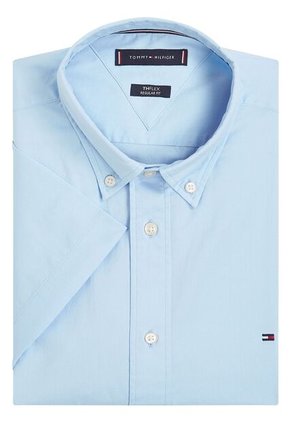 Camisa Celeste Flex Poplin Solid De Manga Corta Tommy Hilfiger