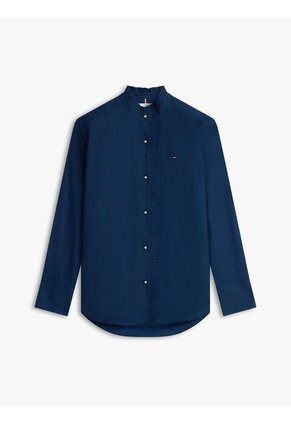 Camisa Multicolor Poplin De Manga Larga Con Cuello De Volantes Tommy Hilfiger