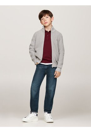 Saco Gris Niño Tejido Con Cierre De Cremallera Y Logo Tommy Hilfiger