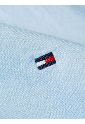 Camisa Celeste Flex Poplin Solid De Manga Corta Tommy Hilfiger
