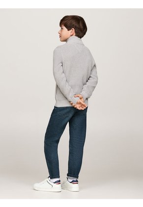 Saco Gris Niño Tejido Con Cierre De Cremallera Y Logo Tommy Hilfiger