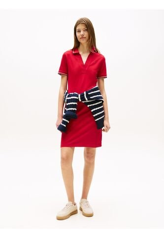 Vestido Rojo Tipo Polo Manga Corta Con Logo Tommy Hilfiger Tommy Hilfiger