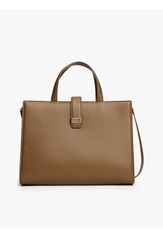 Bolso Café Satchel Con Logo Monograma TH Tommy Hilfiger Tommy Hilfiger