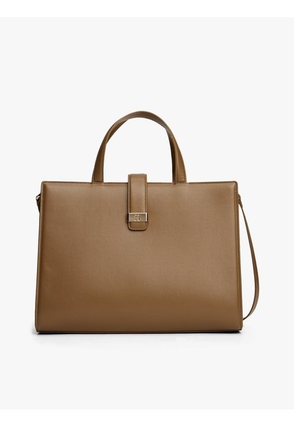 Bolso Café Satchel Con Logo Monograma TH Tommy Hilfiger