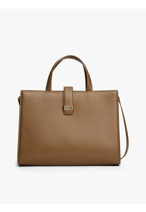 Bolso Café Satchel Con Logo Monograma TH Tommy Hilfiger