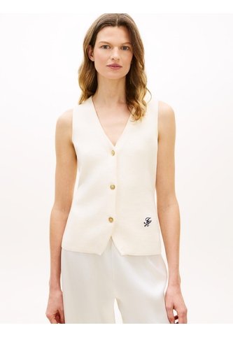 Chaleco Blanco De Punto Premium Con Cuello En V Tommy Hilfiger Tommy Hilfiger