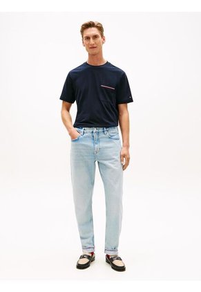 Camiseta Azul Global Stripe Con Bolsillo Tommy Hilfiger