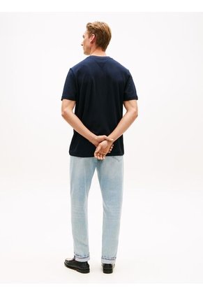 Camiseta Azul Global Stripe Con Bolsillo Tommy Hilfiger