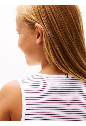 Polo Blanco Sin Mangas Con Cuello Ribeteado Tommy Hilfiger