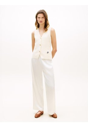 Chaleco Blanco De Punto Premium Con Cuello En V Tommy Hilfiger