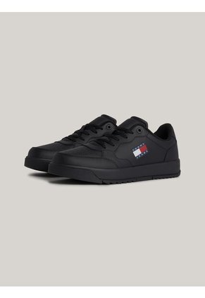 Tenis Negro Essential En Cuero De Estilo Retro Tommy Hilfiger