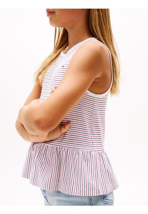 Polo Blanco Sin Mangas Con Cuello Ribeteado Tommy Hilfiger