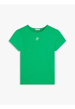 Camiseta Verde De Punto Con Logo Texturizado Tommy Hilfiger