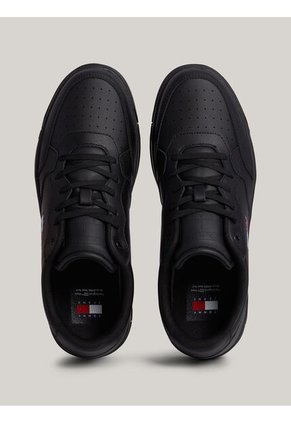 Tenis Negro Essential En Cuero De Estilo Retro Tommy Hilfiger