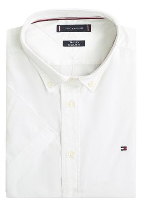 Camisa Blanca Flex Poplin Solid De Manga Corta Tommy Hilfiger