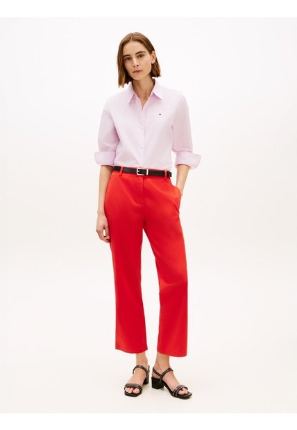 Pantalón Rojo Chino Lavado Slim De Pierna Recta Tommy Hilfiger