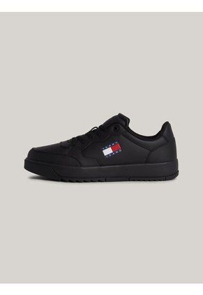 Tenis Negro Essential En Cuero De Estilo Retro Tommy Hilfiger