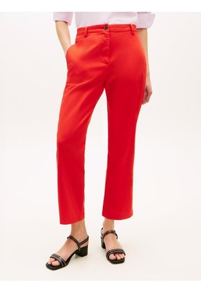 Pantalón Rojo Chino Lavado Slim De Pierna Recta Tommy Hilfiger