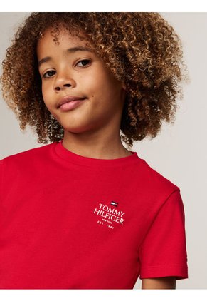 Camiseta Niño Roja Con Logo Gráfico En El Pecho Tommy Hilfiger