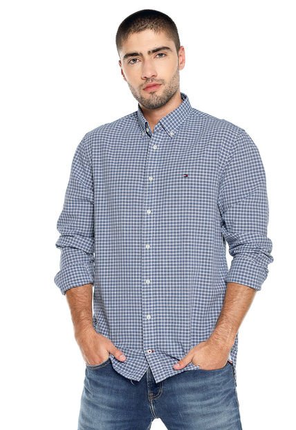Camisa Azul-Blanco Tommy Hilfiger Crepe Poplin