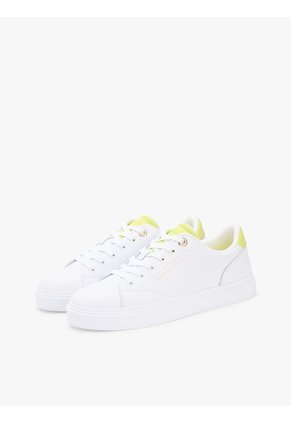 Tenis Blanco De Cuero Con Logo Metalizado Tommy Hilfiger