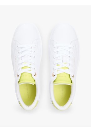 Tenis Blanco De Cuero Con Logo Metalizado Tommy Hilfiger