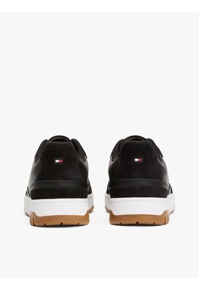 Tenis Negro De Cuero Con Logo Tommy Hilfiger