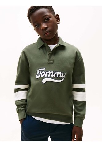 Polo Gris Para Niño Varsity De Manga Larga Con Aplicación Tommy Hilfiger Tommy Hilfiger