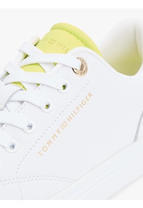 Tenis Blanco De Cuero Con Logo Metalizado Tommy Hilfiger