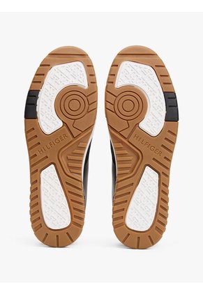 Tenis Negro De Cuero Con Logo Tommy Hilfiger