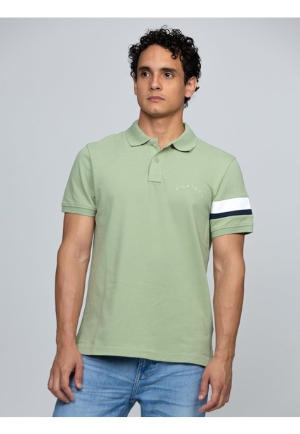 Polo Verde De Corte Regular Con Detalles De Cinta RWB Tommy Hilfiger