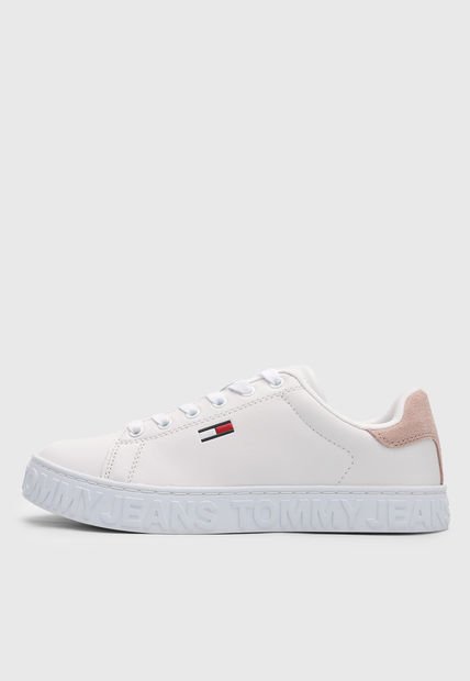 Tenis Lifestyle Blanco-Palo Rosa-Rojo Tommy Hilfiger Jeans Sneaker Pop
