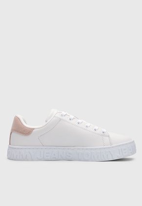 Tenis Lifestyle Blanco-Palo Rosa-Rojo Tommy Hilfiger Jeans Sneaker Pop