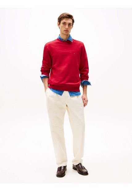 Saco Rojo De Felpa Con Cuello Redondo Tommy Hilfiger