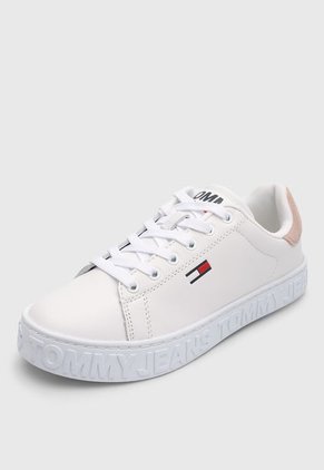 Tenis Lifestyle Blanco-Palo Rosa-Rojo Tommy Hilfiger Jeans Sneaker Pop
