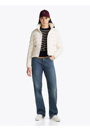 Rompe Blanco Viento Acolchada Brillante De Plumón Tommy Hilfiger