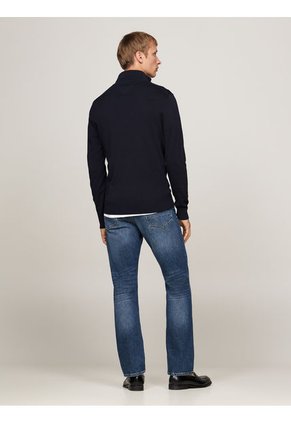 Saco Azul Tejido Con Cuello Perkins Y Cremallera Tommy Hilfiger