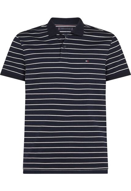 Polo Azul De Punto Interlock De Corte Regular Tommy Hilfiger
