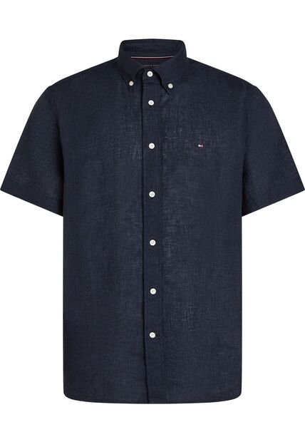 Camisa Azul Manga Corta De Corte Regular Tommy Hilfiger