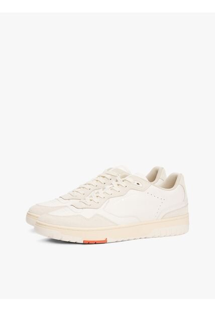Tenis Blanco De Cuero Con Logo Tommy Hilfiger